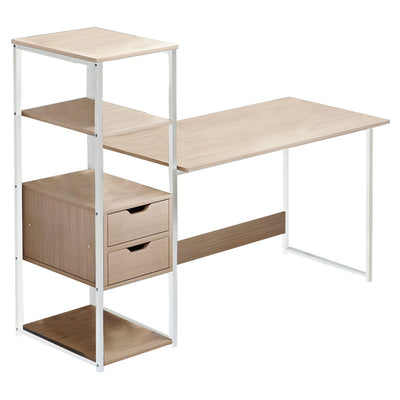 Birou cu biblioteca Zayn ΙΙ, Natural, 107x40x110 cm, imagine suplimentara