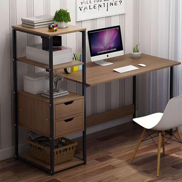 Birou cu biblioteca Zayn, Nuc, 107x40x110 cm