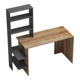 Birou Bivoro cu raft, 140x55x150 cm - Stejar-Gri