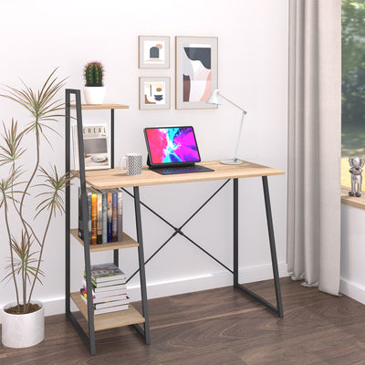 Birou cu rafturi Deckstor, metal și Lemn, Stejar, 102x50x117 cm, imagine suplimentara