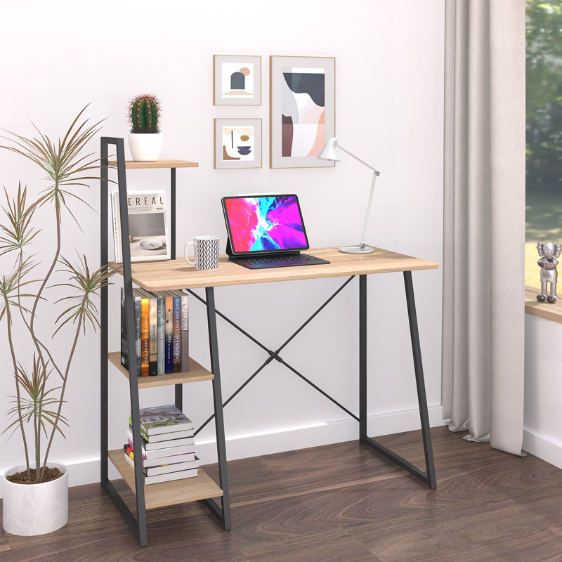 Birou cu rafturi Deckstor, metal și Lemn, Stejar, 102x50x117 cm, imagine suplimentara
