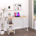 Birou cu rafturi Deckstor, Stejar, albe, 102x50x117 cm, imagine suplimentara