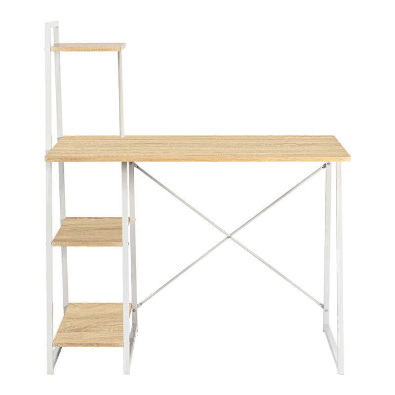 Birou cu rafturi Deckstor, Stejar, albe, 102x50x117 cm