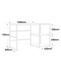 Birou Dario cadru metal cu rafturi Dreapta, Negru -Stejar, 120 x 75 x 60 cm