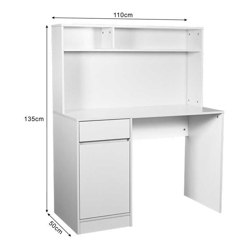 Birou Secreta cu raft, 110x50x135 cm - Alb