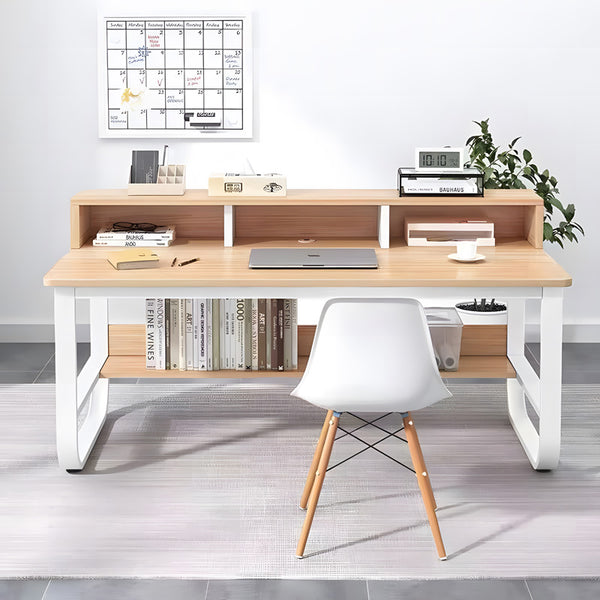 Birou de lucru cu funcție de organizare Evrepy, și metal, Stejar, 100x60x73 cm