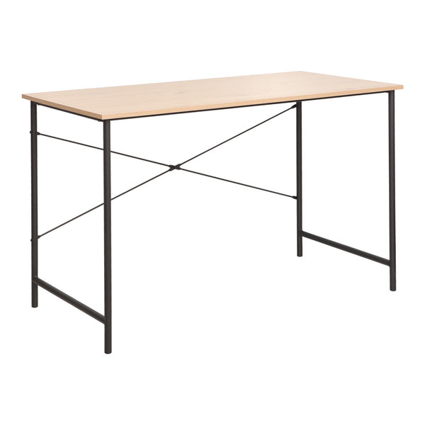 Birou de lucru Senzia, metal negru și lemn, Natural, 120x60x75 cm