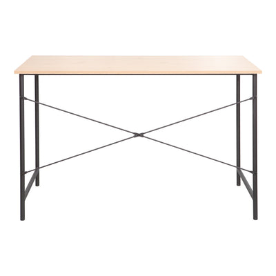 Birou de lucru Senzia, metal negru și lemn, Natural, 120x60x75 cm, foto produs