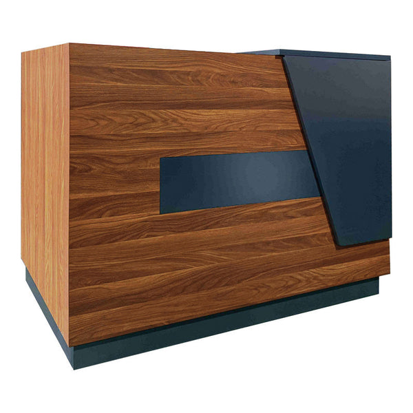 Birou de receptie profesional Oscar, lemn-nuca și antracit, 140x65x110 cm