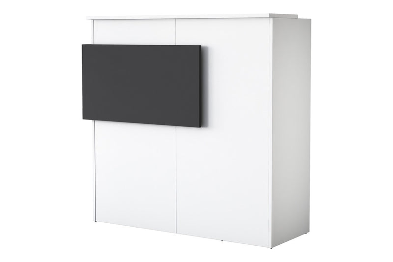 Birou de recepție Triana melaminat marmura, Alb, 110x40x110 cm, detaliu produs