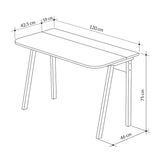 Birou Malia, 120x60x75 cm - Alb-Natural-Gri