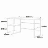 Birou Dual Frelancer cadru metal, Stejar, 160 x 75 x 60 cm