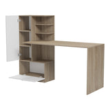 Birou Felanbo cu biblioteca, Sonoma-Alb, 160x60x125 cm