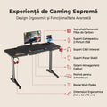 Birou Gaming Adore CARBON SERIES X9, 140 x 66 x 75 cm, suprafata carbon, mousepad, USB gamepad holder, suport pentru casti si pahar, cutie cabluri