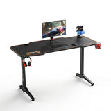 Birou Gaming Adore Carbon Series X9, suprafata carbon, mousepad, USB gamepad holder, suport pentru casti si pahar, cutie cabluri, 140x66x75 cm