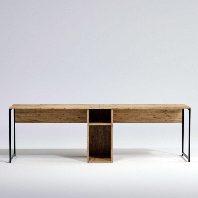 Birou Ikili L196, Bej, 240x74x60 cm