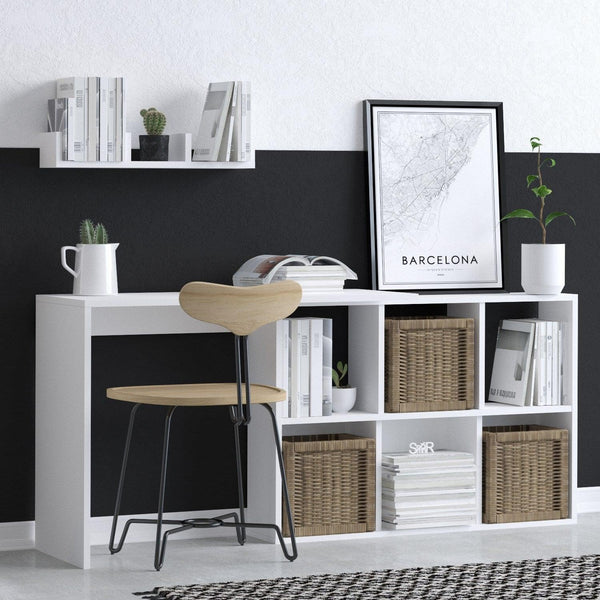 Birou Jack cu rafturi, Alb, 145x74x45 cm