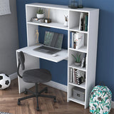 Birou Janson  cu biblioteca, alb, 114x40x142 cm