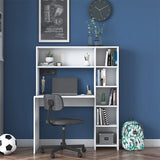 Birou Janson  cu biblioteca, alb, 114x40x142 cm