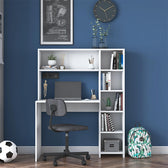 Birou Janson cu biblioteca, alb, 114x40x142 cm, perspectiva suplimentara