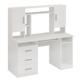 Birou Keldra cu sertare si dulapuri culor alb 140x60x142 cm
