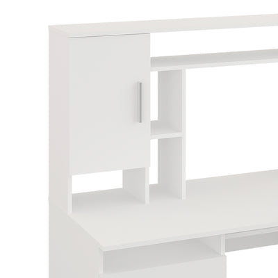 Birou Keldra cu sertare si dulapuri culor, alb, 140x60x142 cm, perspectiva suplimentara