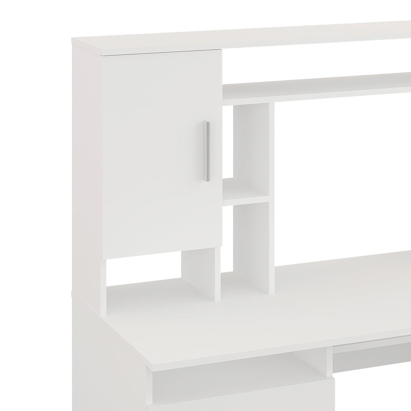 Birou Keldra cu sertare si dulapuri culor, alb, 140x60x142 cm, perspectiva suplimentara