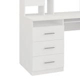 Birou Keldra cu sertare si dulapuri culor, alb, 140x60x142 cm
