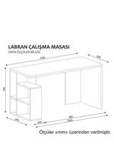 Birou Labran cu rafturi , Alb, 120 x 74 x 60 cm