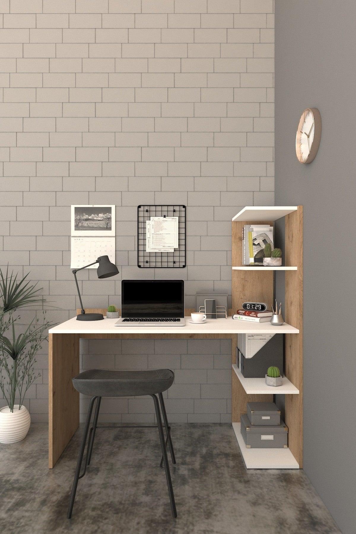 Birou Ladin cu biblioteca, Stejar, 120 x 140 x 52 cm