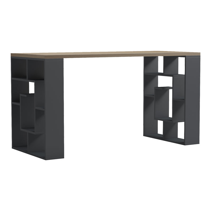 Birou Lovet cu raft, 140x60x75 cm - Sonoma-Antracit