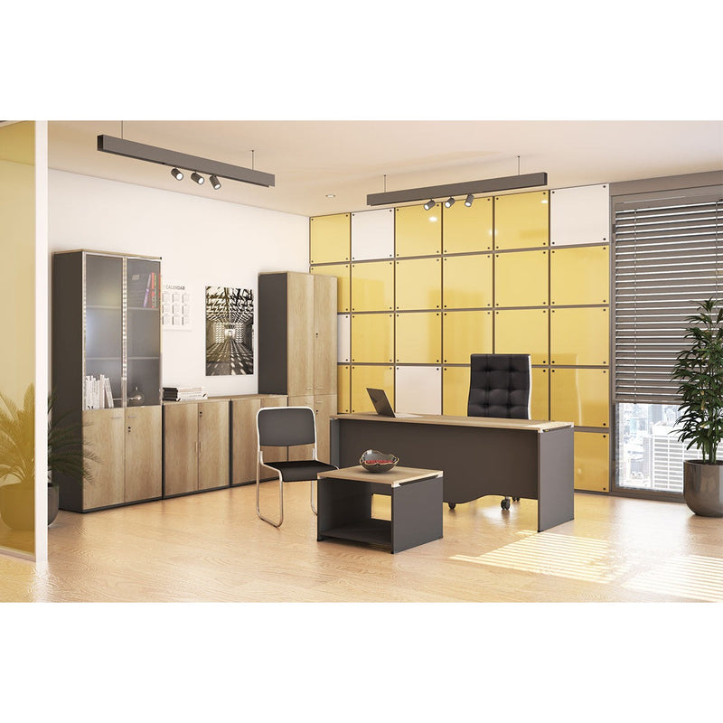 Birou manager Lotus, Stejar - Gri inchis, 150x80x75 cm, perspectiva suplimentara