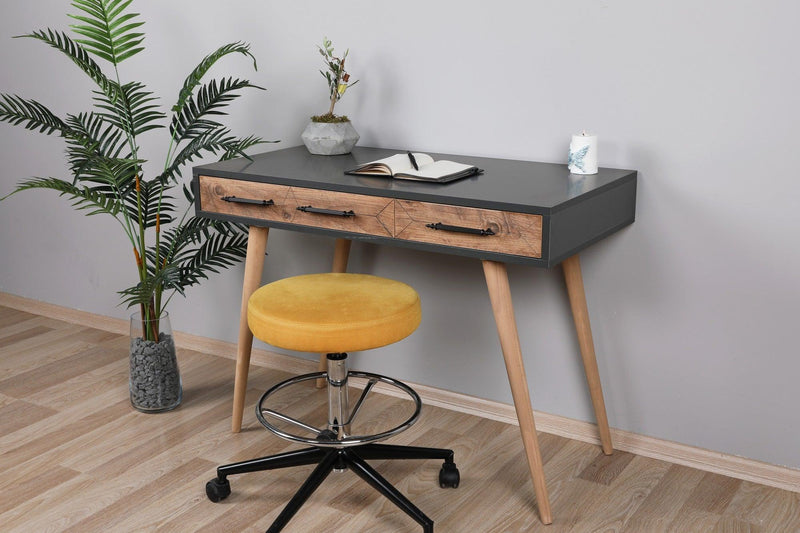 Birou Milano cu 2 sertare, Stejar Gri, 105 x 79 x 55 cm