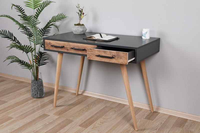 Birou Milano cu 2 sertare, Stejar Gri, 105 x 79 x 55 cm