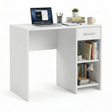Birou Modern Adore Concept cu Sertar și 2 Rafturi, Alb - Maro - Stejar - Antracit, 90x52x75 cm - Alb