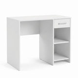 Birou Modern Adore Concept cu Sertar și 2 Rafturi, Alb - Maro - Stejar - Antracit, 90x52x75 cm - Alb