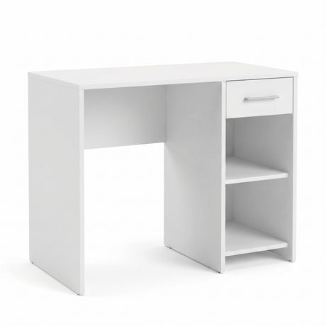 Birou Modern Adore Concept cu Sertar și 2 Rafturi, Alb - Maro - Stejar - Antracit, 90x52x75 cm