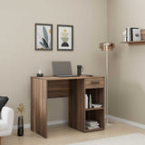 Birou Modern Adore Concept cu Sertar și 2 Rafturi, Alb - Maro - Stejar - Antracit, 90x52x75 cm - Maro