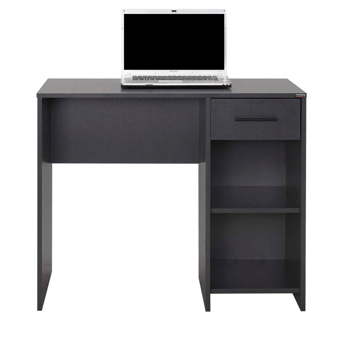 Birou Modern Adore Concept cu Sertar și 2 Rafturi, Alb - Maro - Stejar - Antracit, 90x52x75 cm - Antracit