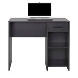 Birou Modern Adore Concept cu Sertar și 2 Rafturi, Alb - Maro - Stejar - Antracit, 90x52x75 cm - Antracit