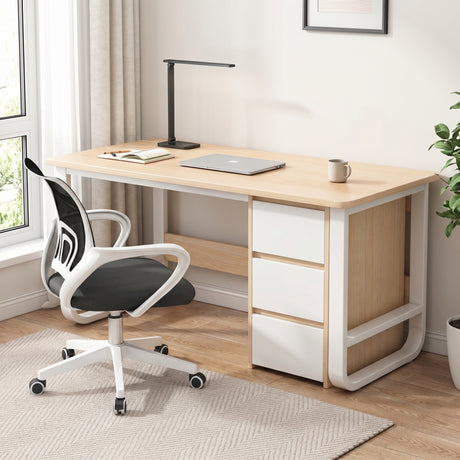 Birou Modern Salto cu 3 Sertare, Natural, 120x48x74 cm
