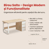 Birou Modern Salto cu 3 Sertare, Natural, 120x48x74 cm