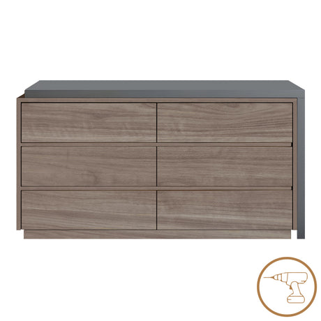 Birou Multicolorfunctional cu sertar integrat, Reaze, deschis nuc-antracit, 120x50x74 cm