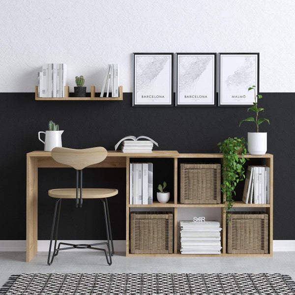 Birou Multifunctional Blake cu Rafturi, Stejar, 145x74x45 cm