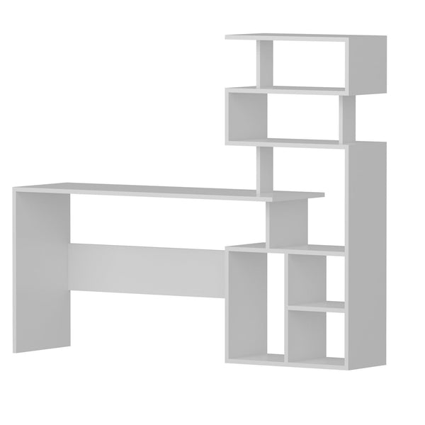 Birou Next cu rafturi, Alb, 160x135x40 cm