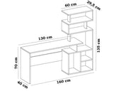 Birou Next cu rafturi, Alb, 160 x 135 x 40 cm