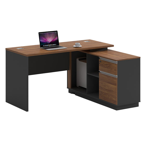 Birou pe colt dreapta Oscar, nuc - antracit, 160x140x76 cm