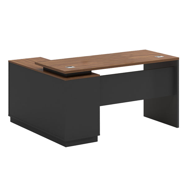 Birou pe colt dreapta Oscar, nuc - antracit, 160x140x76 cm