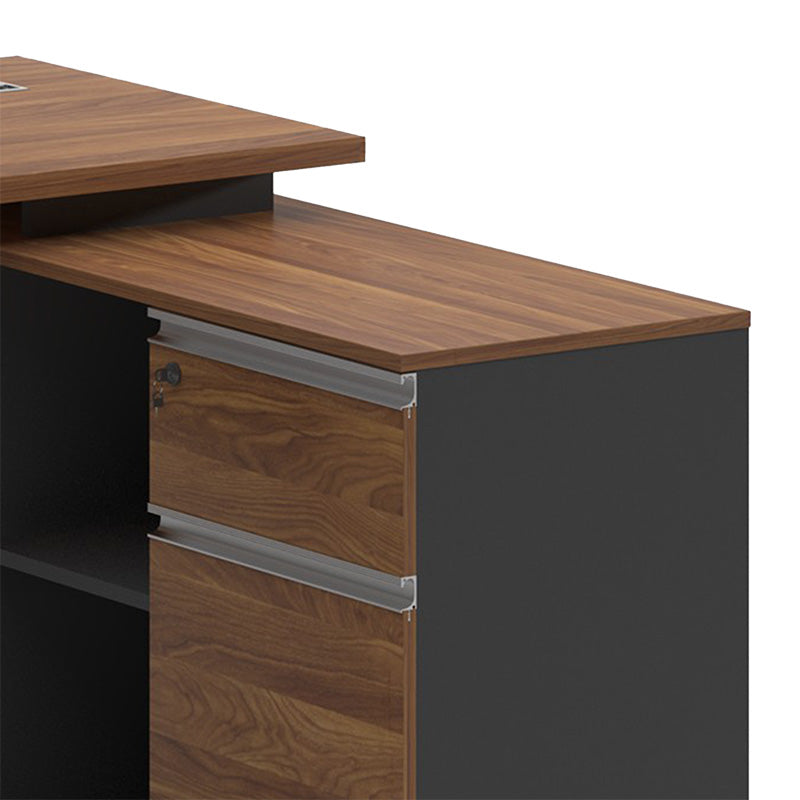 Birou pe colt dreapta Oscar, nuc - antracit, 160x140x76 cm