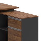 Birou pe colt dreapta Oscar, nuc - antracit, 160x140x76 cm